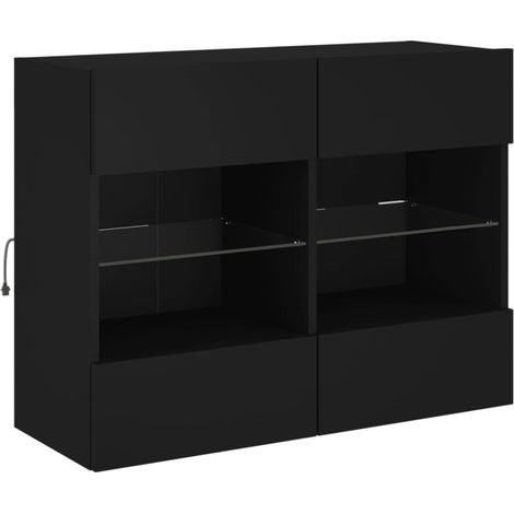 Mobile TV multimediale scaffale per televisione televisione buffet sala da pranzo soggiorno camera da letto a parete con luci a LED 78,5 x 30 x 60,5 cm nero 020027909