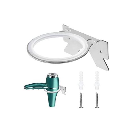 CSPARKV Stainless Steel Hair Dryer Holder Wall Mounted Hair Dryer Holders for Bedrooms Toilets (1/4)