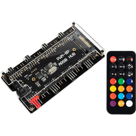 Contrôleur ARGB, contrôle de température PWM à 4 broches, télécommande sans fil synchrone 5 V à 3 broches, hub pour ventilateurs de châssis (2 en 1)