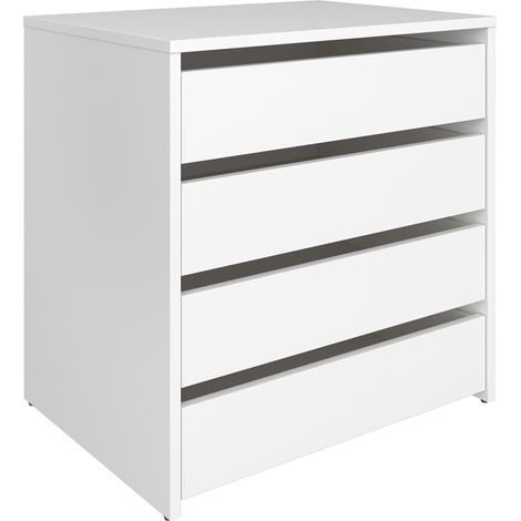 Commode, Meuble de rangement avec 4 tiroirs coloris Blanc - Hauteur 61,8 x Longueur 60 x profondeur 45 cm (1/2)