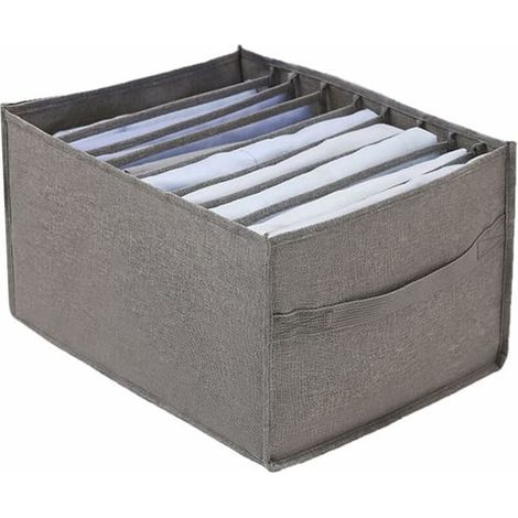 Pack de 2 garderobsarrangör pour jeans, t-shirts, vêtements, vêtements, byxor, sovrum, garderob, articles télescopiques (nio fack, grå) (1/4)