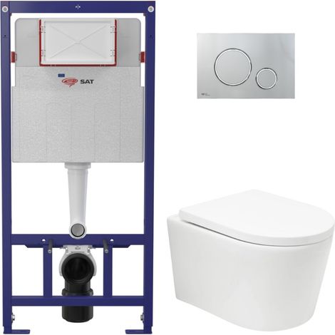 Pack WC Bastidor ECO 2L SAT + Inodoro suspendido SAT + placa cromo (STESTBRWT05-IN)