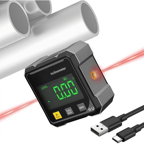 Winkelmesser, digitaler Winkelmesser, digitaler Neigungsmesser, magnetischer Winkelmesser, digitaler Winkelmesser mit Elektrolaser, Würfel-Neigungsmesser, hintergrundbeleuchtet (1/5)