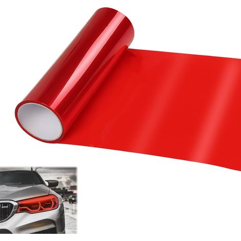 1 rouleau de film pour phares (rouge), film protecteur, autocollant, transparent, découpé sur mesure, vinyle teinté, spécialement conçu pour les phares antibrouillard, 30 cm × 120 cm (1/5)