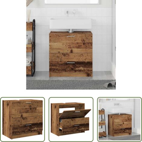 Holzschrank -  Badezimmerschrank mit Tür Altholz 59 x 37 x 59 cm Holzwerkstoff (1/5)
