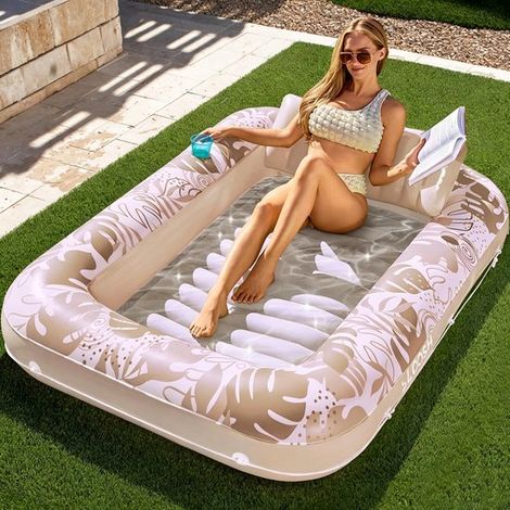 Transat gonflable, 180 x 120 cm, pour adultes, pour piscines, conçu pour la détente et les loisirs sur l'eau.-AquaForge (1/5)