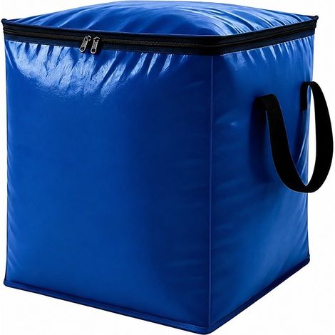 Sac de rangement pour couette en coton grande capacité, tissé en PE, pliable et portable, bleu 90 L et bleu 51 L (1 paquet) (1/5)