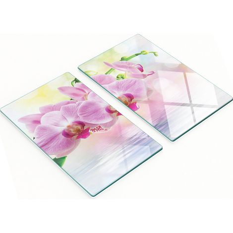 Tablas decorativas de cristal para cortar y servir, rosas orqu铆dea, 2 x 30 x 52 cm
