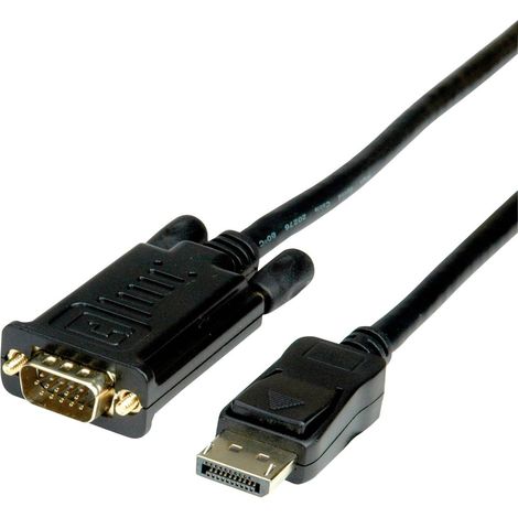 Câble adaptateur Value DisplayPort / VGA Fiche mâle DisplayPort, Fiche mâle VGA 15 pôles 1.50 m noir (1/3)