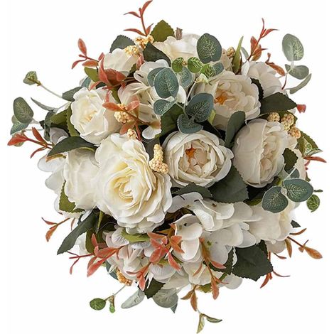 Boule De Fleurs Artificielles - Diamètre 20 cm - En Plastique Réaliste - Décoration Pour Mariage Fête Célébration - 1 Pièce (1/5)