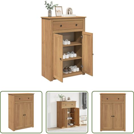 Kiefer Holz -  Schuhschrank Panama 80x40x114 cm Massivholz Kiefer (1/5)