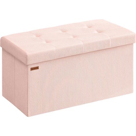Banco de almacenaje plegable Puff 38 x 76 x 38 cm Reposapiés al final de la cama Caja de almacenaje Carga hasta 300 kg Para salón Dormitorio Entrada Rosa 120004167 (1/3)