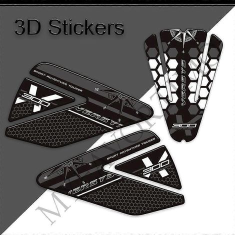 Kit d'autocollants pour moto Kawasaki Versys X 300 (3 pièces) : protections pour genoux, réservoir et poignées, réservoir, réservoir, etc. (1/5)