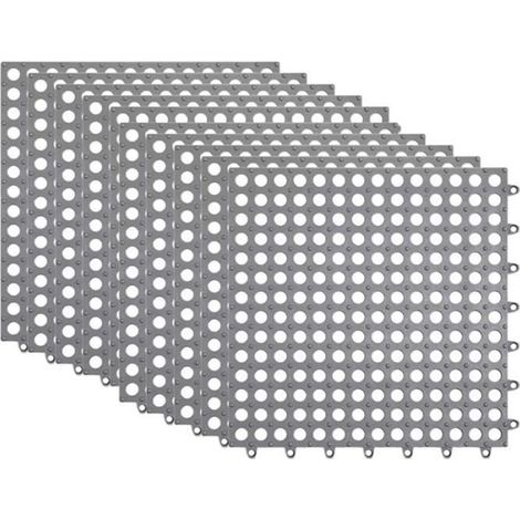 10 Dalles de sol, Plastique antidérapant, Système à épissure, Pour salle de bain, Terrasse, Piscine (1/5)