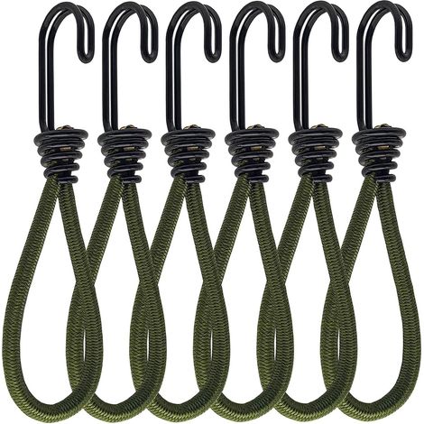 BEBUSINGOTO 6 Stück Gummiseile mit Haken, Haken für Gummiseile oder Gummiseile, elastische Gummiseile, für Banner, Zelte, Schlafsäcke, Planen (1/5)