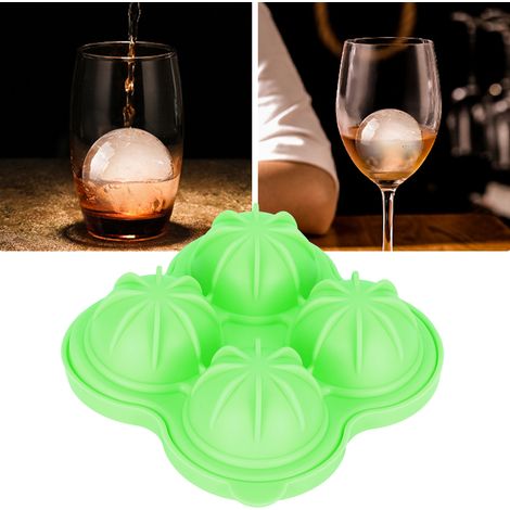Moule à glaçons en silicone à 4 cavités, vert, pour la cuisine.