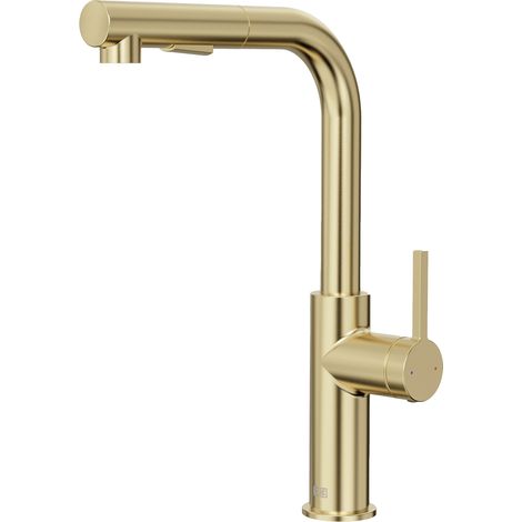 Essebagno Pure II Spültischmischer mit ausziehbarer Handbrause Gold gebürstet