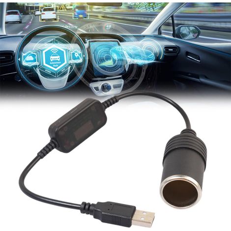 Schwarzes USB-auf-Zigarettenanzünder-Adapterkabel (5V auf 12V Aufwärtswandler) - Stromwandler für Rückfahrkameras, GPS, DVRs (1/5)