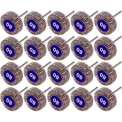 Disque A Lamelles - Papier Abrasif Grain 80 - Pour Outils Rotatifs - 20 Pièces