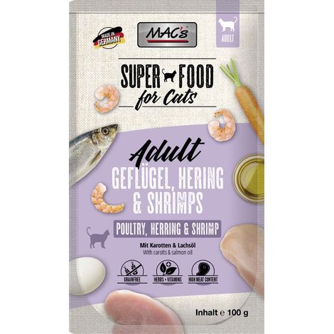 MAC's Cat  Adulte  Sachet de 100 g - Volaille, Hareng et Crevettes