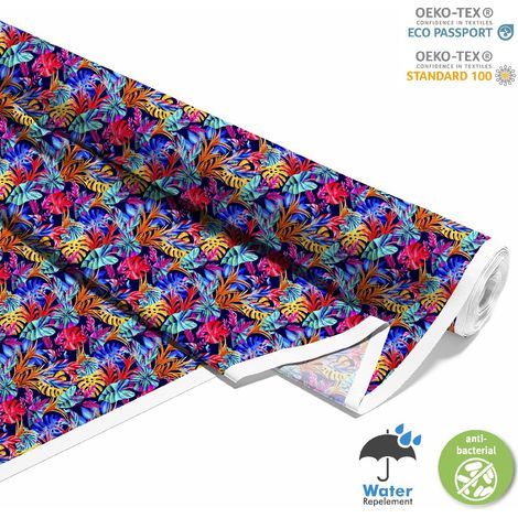 Outdoor dekostoffe oxford - Motiv bunte tropische blätter I DX290 (1/5)