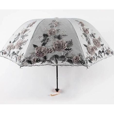 Parasol pliable en dentelle, protection solaire UV, imperméable et résistant à la pluie, adapté au soleil et à la pluie, compact et léger pour les voyages.-AquaForge (1/5)