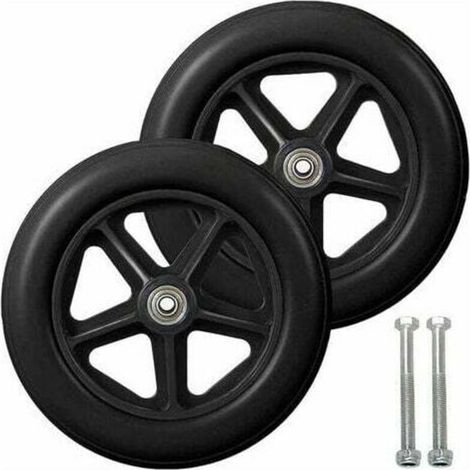 Roulette Avant De 8 Pouces. 2pcs Roues De Remplacement pour Fauteuil Roulan. Pneu Solide Antidérapant. 190mm Gris en Noir. Roues pour Fauteuils Roulants. Déambulateurs. Marcheurs（Noir）