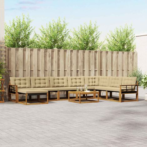 Outdoor-Sofagarnitur 9 pcs Natur und Beige Massivholz Akazie (1/5)