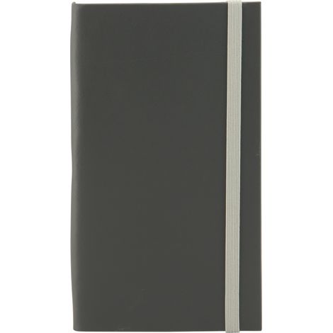 Porte addition LUXE avec socle en bois massif - Couverture cuir et fermeture élastique - Couleur Gris - Securit