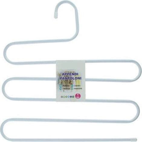 TRADE SHOP - Gruccia Appendi Pantaloni Jeans Forma A S Multistrato 34x34cm Bianco Salvaspazio 87697 - (1/5)