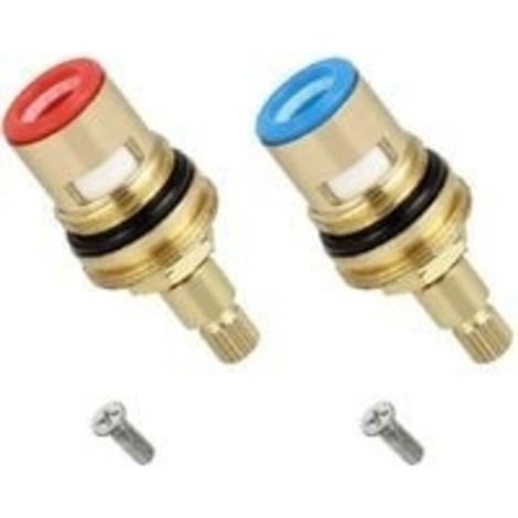 2-teiliger Keramikscheibenkopf, 1/2"-Keramikkartuschen, universeller Ersatz für 20-stufige Messingarmaturen x 53 mm Ersatz für Küche, Bad (warm und kalt) (1/4)
