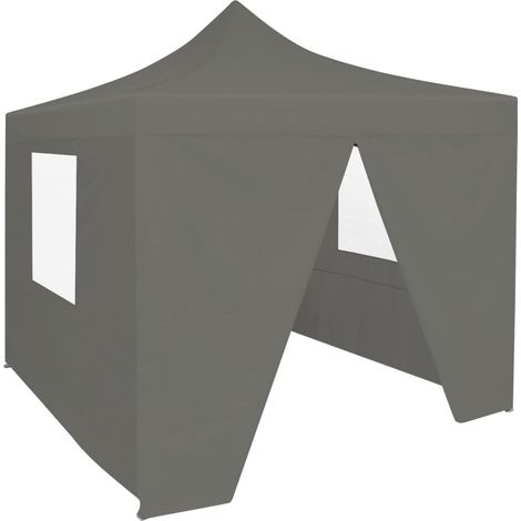Tente de réception escamotable avec 4 parois, Tonnelle de Jardin, Pergola Pavillon Chapiteau 3x3 m Anthracite FCV19137 (1/5)