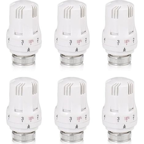 Têtes de robinet thermostatiques pour radiateur - Lot de 6, M30 x 1,5 pour la maison et le bureau