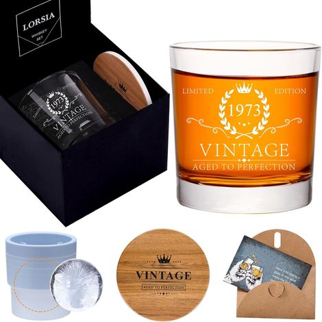 Set Regalo Bicchiere da Whisky Inciso 325 ml Annata 1973 (1/4)