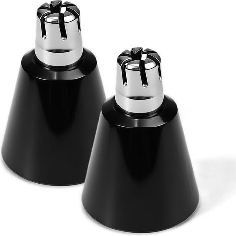 Replacement Head for Nose Trimmer - Compatible with Clippers Stainless Steel Rotary Blade, Maximum Precision for Nose and Ears (Black - Pack of 2) (1/5)