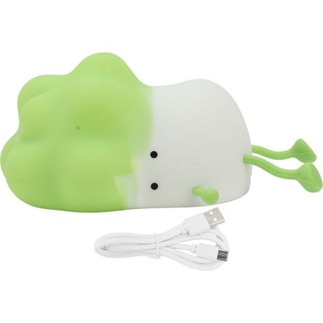 Veilleuse en Silicone en forme de chou, support de téléphone portable, décompression, lampe de nuit Rechargeable pour décoration de chevet, vert (1/5)