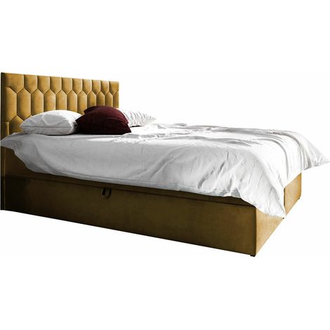 Lit boxspring Pons III, Fresh 37, Double, Continental, 140x200, Tissu, Disponible, 140x208x103cm (1/5)