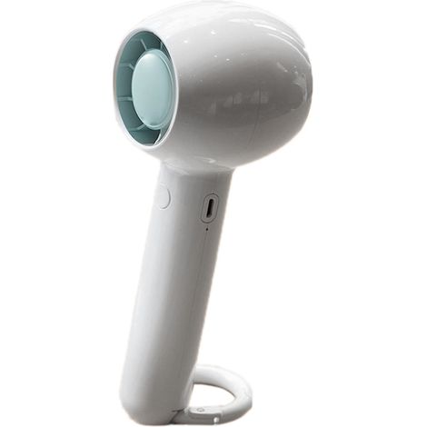 Mini ventilateur rechargeable portable puissant, avec mousqueton, socle stable, plastique léger bleu clair, pour randonnée en montagne en extérieur (1/5)