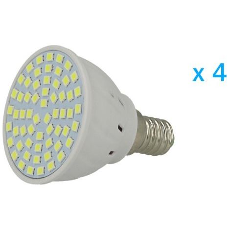 4 PZ Lampade Led E14 Spot 3,5W=35W Bianco Freddo Diametro 50mm Con 60 smd 2835