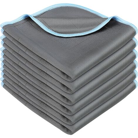 Microfibre Carbone, 6X Chiffon Vitre sans Trace Réutilisable Chiffon Magique Fibre De Carbone Cuisine, Voiture, Verre, Nettoyage Vitre 400GSM 30 X 30 Cm (1/4)