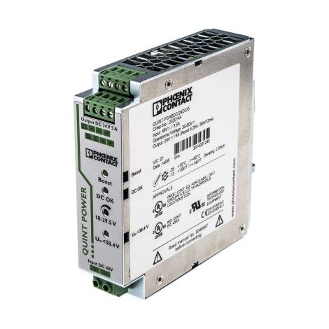 Convertisseur DC-DC Phoenix Contact, QUINT-PS/48DC/24DC/5, Montage rail DIN, 120W, 1 sortie, 24V c.c., 5A ( Prix pour 1 )