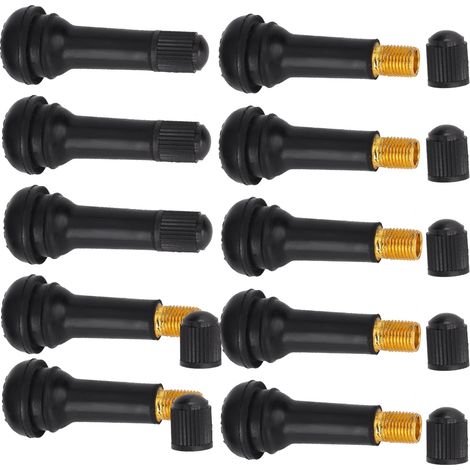 Paquete de 10 válvulas TR414, de caucho resistente, para llantas de 15 mm, para uso automotriz. (1/5)