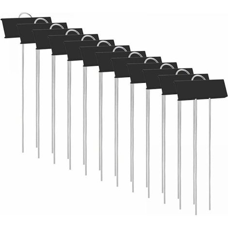 Lot de 12 étiquettes pour plantes - panneau de jardin en métal - noir (1/5)