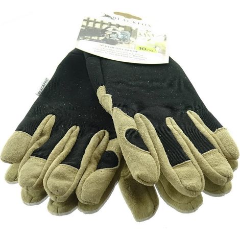 BLACKFOX® Garten - Handschuhe Handflächen-Verstärkung Schwarz & Braun Größe 10/XL (1/2)