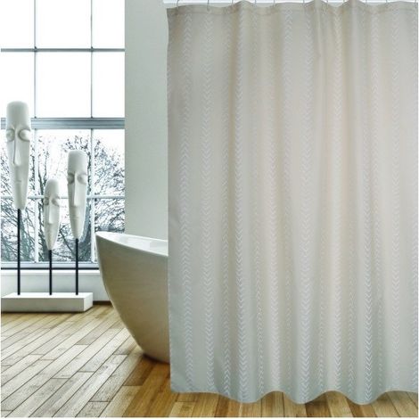 Rideau de douche Polyester BERBERA 180x200cm QUALITE PREMIUM Marron Beige - Anneaux inclus MSV (1/3)