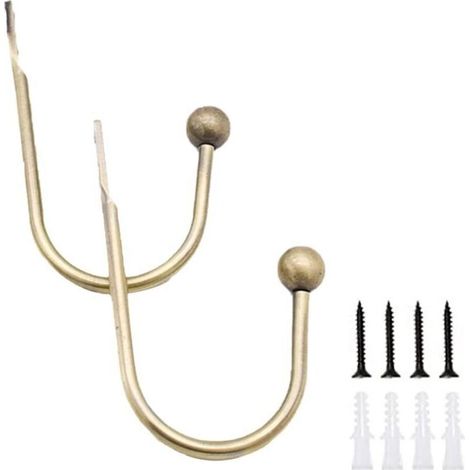 Set mit 2 Wand-Gardinenhaltern inklusive Metallschrauben – Stabile Haken – Bronzegrün (1/4)