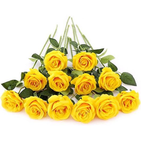 Flores artificiales，12 tallos，45 cm，Rosas artificiales，Flores de rosa，Decoración para el Día de San Valentín，Flores artificiales realistas (1/5)
