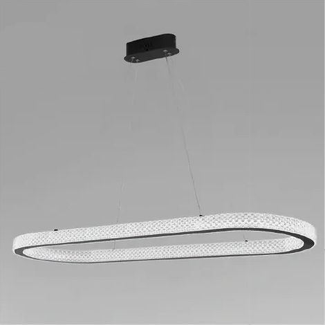 Trade Shop - Lámpara Colgante Led 92w Lámpara Ovalada Horizontal Cristal Negro 31999 -