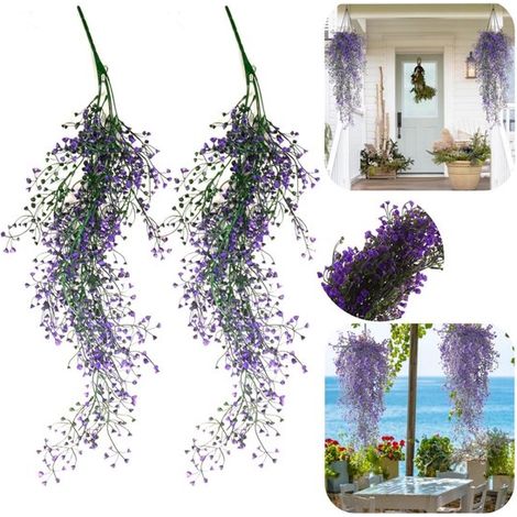 Plantes grimpantes artificielles lot de 2 - guirlandes fleuries 85 cm, violet (1/5)