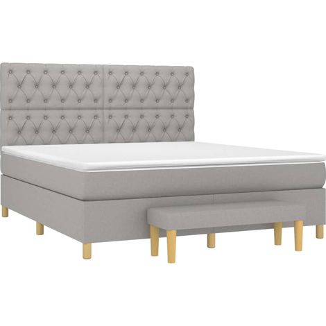 vidaXL Sommier à lattes de lit avec matelas Gris clair 160x200cm Tissu (1/5)